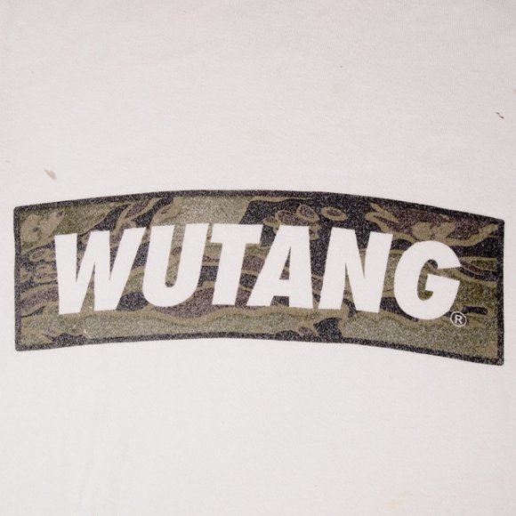 Wutang Clan White T-shirt, Men's Size Large, Olive/Black Logo Shirt, Vintage - Picture 3 of 4